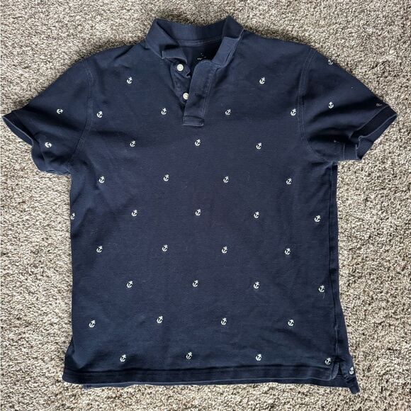 J. Crew Other - Navy polo shirt with embroidered anchor pattern